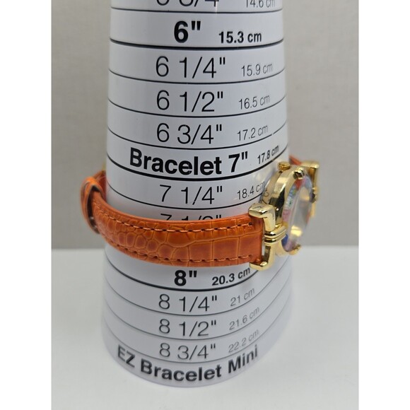 Venice Art Glass Murano Millefiori Gold Tone Orange Round Wristwatch New Battery main image 10